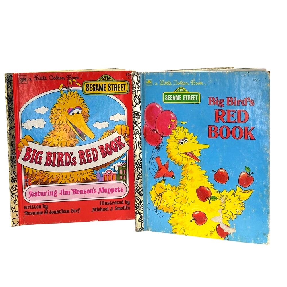 2 Vintage Editions Big Bird's Red Book, Jim Henson's Muppets, Sesame Street, LGB